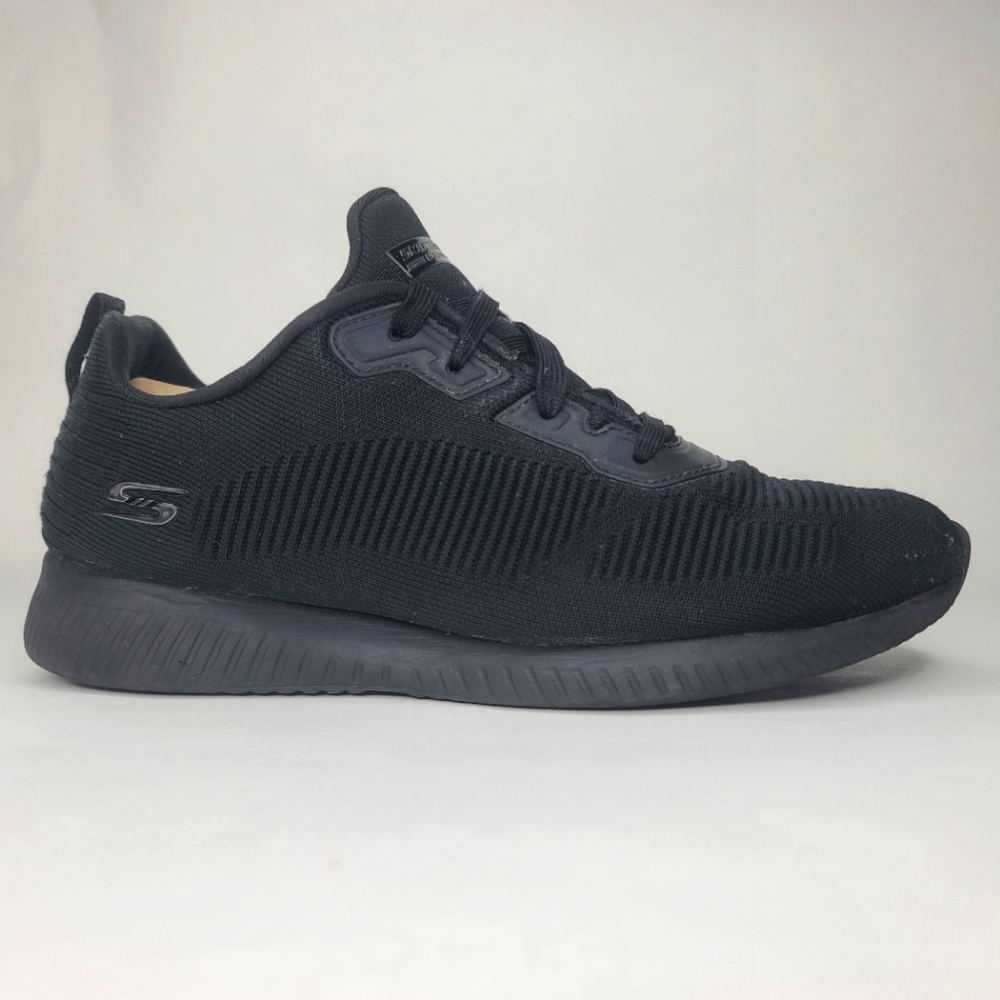 Skechers Women's Bobs Sport Squad Tough Talk Sneaker Size 10 W Black Shoes Wide